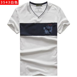 吉普盾男士V领T恤3543 夏日休闲新风尚
